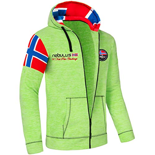 Nebulus Herren Fleecejacke Searcher, warme Fleece Jacke, mit langem Full-Zip Reißverschluss, Lime_Green-Mel - XL von Nebulus