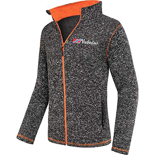Nebulus Herren Fleecejacke Tanna, warme Fleece Jacke, mit langem Full-Zip Reißverschluss, schwarz-orange - XXL von Nebulus