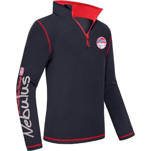 Nebulus Herren Fleecepullover Brent, Warmer Pullover, Pulli aus Fleece mit Half Zip Reißverschluss (DE/NL/SE/PL, Alphanumerisch, XL, Regular, Regular, schwarz-rot) von Nebulus