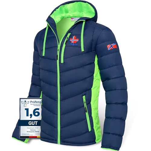 Nebulus Herren Jacke MERIK, warme Outdoorjacke, praktische & vielseitige Übergangs- & Winterjacke, navy-lime - 3XL von Nebulus