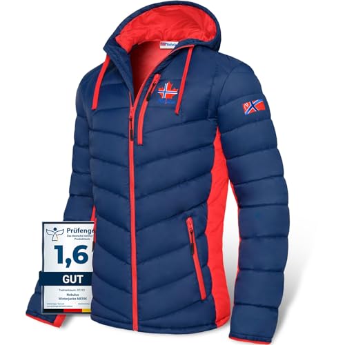 Nebulus Herren Jacke MERIK, warme Outdoorjacke, praktische & vielseitige Übergangs- & Winterjacke, navy-rot - L von Nebulus