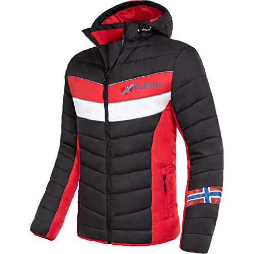 Nebulus Herren Jacke NATURAL, warme Outdoorjacke, praktische & vielseitige Übergangs- & Winterjacke, schwarz-rot - L von Nebulus