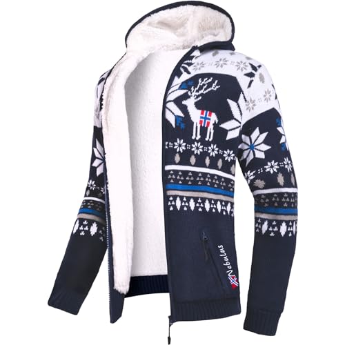 Nebulus Herren Jacke NORON, mit Kapuze, schicker Pullover im Norweger-Style (M, Navy-offwhite) von Nebulus