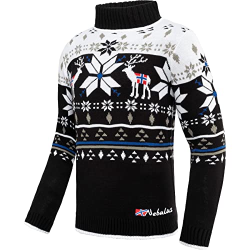 Nebulus Herren Norweger Strickpullover Stag, lässiger Pullover, vielseitig, schwarz - L von Nebulus