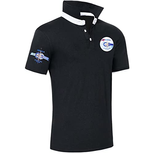 Nebulus Herren Poloshirt Ocean-Blue, Poloshirt, Stehkragen, Hemd, deep-Black - M von Nebulus