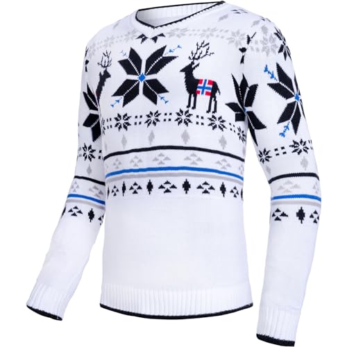 Nebulus Herren Pullover Breen, Warmer Pullover, schicker Pullover im Norweger-Style, weiß - M von Nebulus