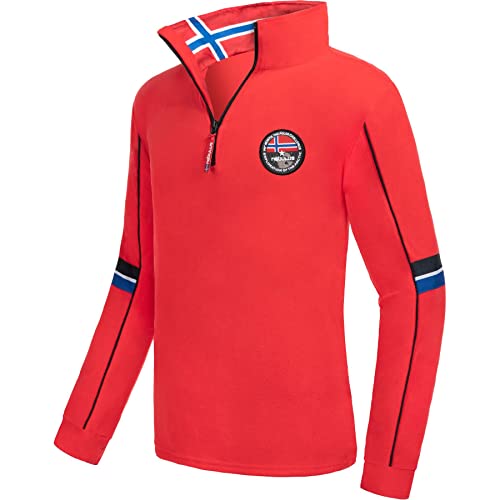 Nebulus Herren Pullover Graphical, Warmer Fleecepullover, Pulli aus Fleece mit Half Zip Reißverschluss, rot - L von Nebulus