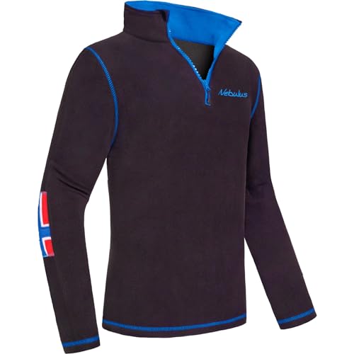 Nebulus Herren Pullover Kurio, Warmer Fleecepullover, Pulli aus Fleece mit Half Zip Reißverschluss (DE/NL/SE/PL, Alphanumerisch, XL, Regular, Regular, schwarz-Kobalt) von Nebulus