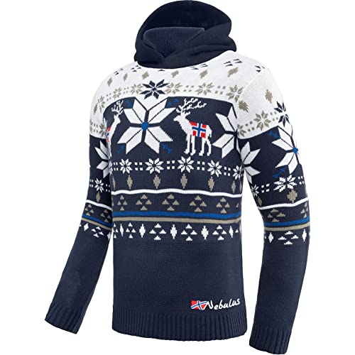 Nebulus Herren Pullover NORJAN, Warmer Pullover, praktischer & vielseitiger Kapuzenpullover, Navy - 3XL von Nebulus