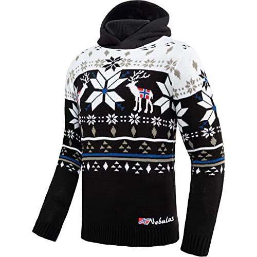 Nebulus Herren Pullover NORJAN, Warmer Pullover, praktischer & vielseitiger Kapuzenpullover, schwarz - 3XL von Nebulus