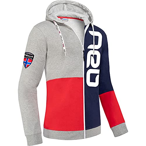 Nebulus Herren Sweatjacke NEBSTER, Jacke, praktische Kapuzenjacke, rot-Navy-grau - L von Nebulus