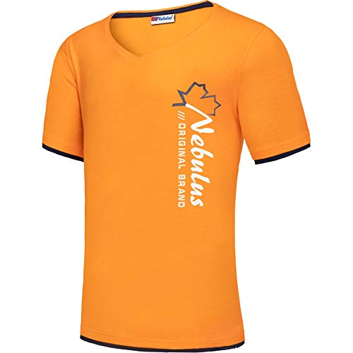 Nebulus Herren T-Shirt Keno, stylisches Shirt, V-Ausschnitt, orange - S von Nebulus