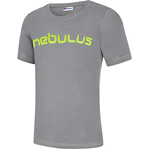 Nebulus Herren T-Shirt LEOS, Shirt, T-Shirt, Rundhals-Ausschnitt, grau-Lime - L von Nebulus