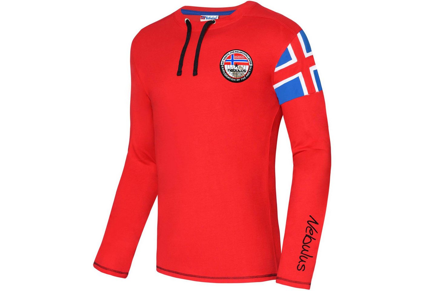 Nebulus Langarmshirt FRERK, P4692 - Herren, rot-schwarz, L von Nebulus