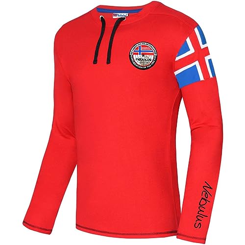 Nebulus Herren Langarmshirt FRERK, Longsleeve, Rundhalsausschnitt (DE/NL/SE/PL, Alphanumerisch, L, Regular, Regular, rot-schwarz) von Nebulus