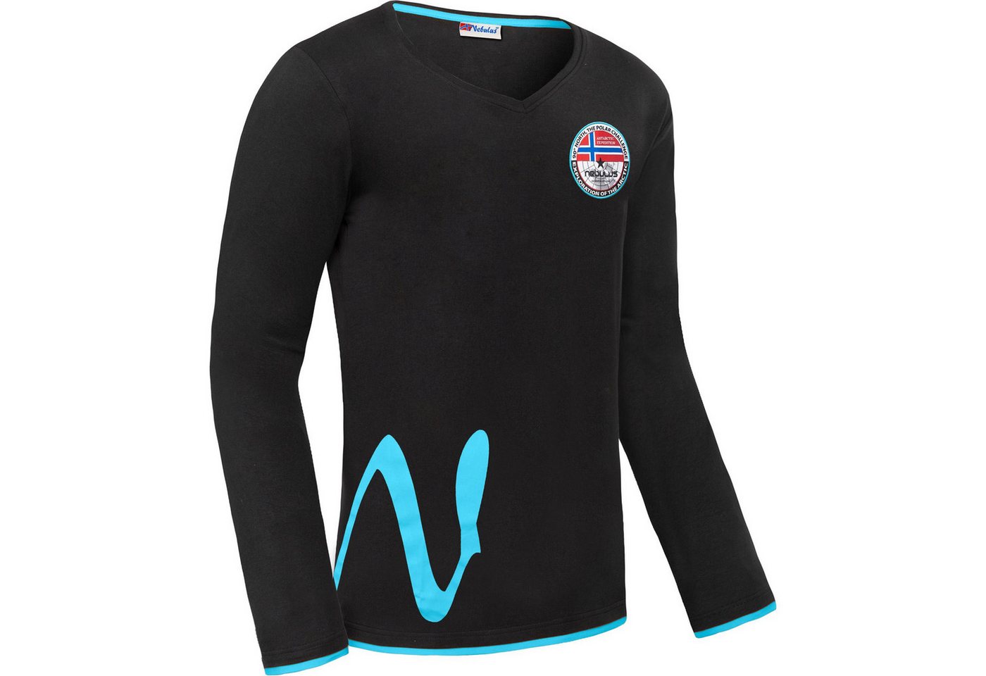 Nebulus Langarmshirt VEIT, P5373 - Herren, schwarz-türkis, L von Nebulus
