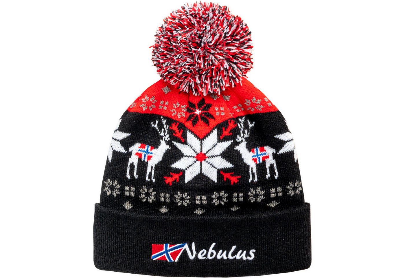 Nebulus Mütze & Schal INVERNO, P5972 - Unisex, schwarz-rot, Onesize von Nebulus