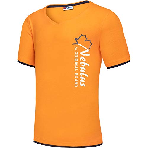 Nebulus Herren T-Shirt Keno, stylisches Shirt, V-Ausschnitt, orange - M von Nebulus