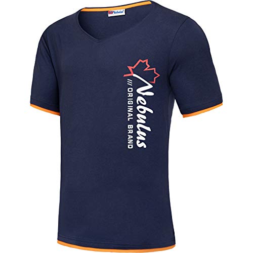 Nebulus Herren T-Shirt Keno, stylisches Shirt, V-Ausschnitt, Navy - L von Nebulus