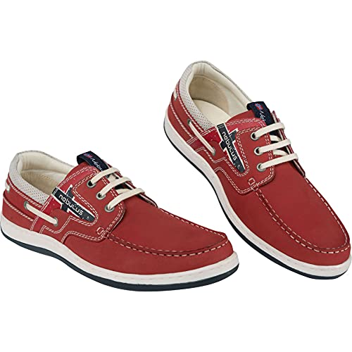 Nebulus T155 - Leder-Bootsschuhe Riva (Modell: P5777 - Herren, rot; Schuhgröße: 43) von Nebulus