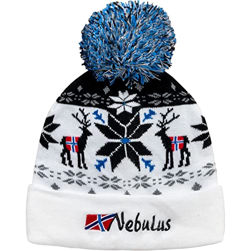 Nebulus Unisex Mütze Inverno, mit Norweger Muster, mit Bommel, weiß-schwarz - OS von Nebulus