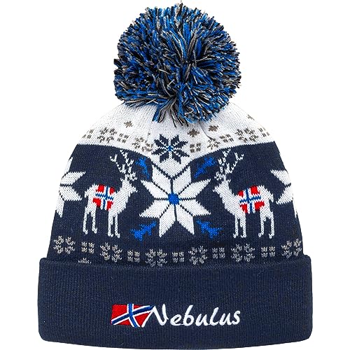 Nebulus Unisex Mütze Inverno, mit Norweger Muster, mit Bommel, OS von Nebulus