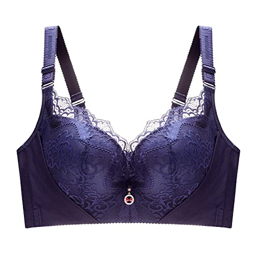 Necalisi BH Damen Blau Damen BH aus floraler Spitze Lace BH Bügel BH Ungepolstert Soft Cup Vollschalen Lingerie 95D von Necalisi