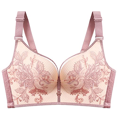 Necalisi BH Damen Hellviolett Damen Spitze Blumen Bustier Crop Top BH ohne Bügel BH Tiefer Ausschnitt Corset Top Unterwäsche Pushup BH Damen 115C von Necalisi