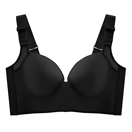 Necalisi BH Damen Schwarz Sport BH Ohne Bügel Bustier Klassische Bequem Stretch Bra Mittle Halt Gepolstert Wohlfühl-BH Balconette BH Push up 85G von Necalisi