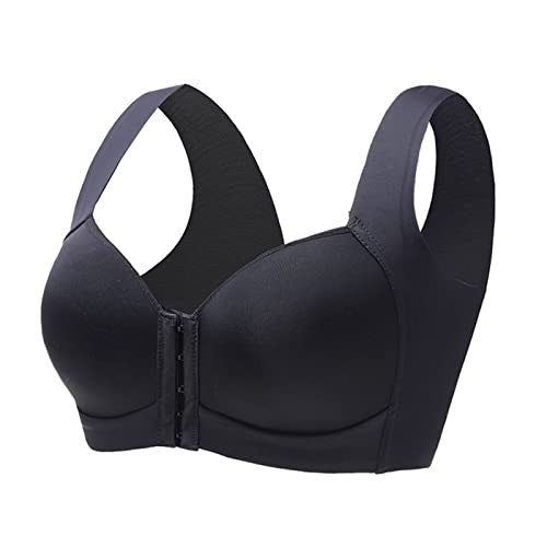 Necalisi BH Damen ohne bügel BH mit Verschluss vorne Schwarz Sport BH Klassische Frauen Büstenhalter Ohne Bügel Ringerrücken Sports Bras Fuer Yoga Fitness Training Balconette BH Push up 85D von Necalisi