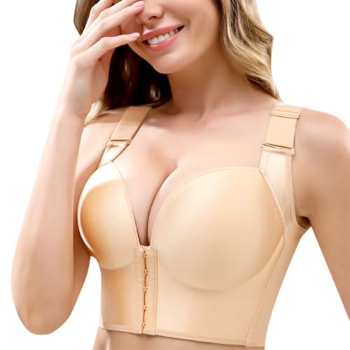 Necalisi BH Dirndl Push up BH mit Verschluss vorne Hellgelb Damen Nahtlose BHS ohne Bügel gepolstert Soft Touch BHS verstellbare Träger Bralette Damen BH Push up 85C von Necalisi