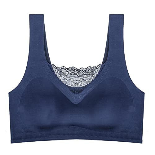 Necalisi BH Dirndl Push up Blau Damen Blumen Spitzen BH Push Up Büstenhalter Rund Zart Ohne Buegel Bralette Bustier Bequemer Ungepolstert Bra Push up Bra 120C von Necalisi