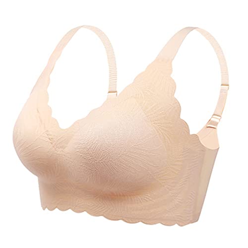 Necalisi BH Dirndl Push up Damen Blumen Spitzen Bralette BH Bustier Ohne Bügel BH Gepolstert Cup Comfort Bra Unterwäsche super Push up BH hellgelb 100B von Necalisi