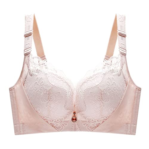 Necalisi BH Dirndl Push up Hellrosa Damen Push Up BH mit floraler Spitze gepolsterter Bügel BH Komfort BH Ungefüttert BH mit Gepolstert Schulter Gurte Damen BH Push up 115C von Necalisi