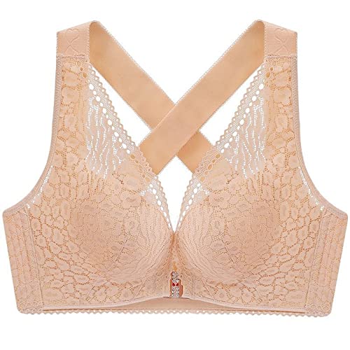 Necalisi BH Dirndl Push up hellgelb Damen-BHS ohne Bügel Spitzen BH Push up Bralette Damen Spitze Sexy V-Ausschnitt Unterwäsche Bügelloser Komfort BH super Push up BH 95B von Necalisi