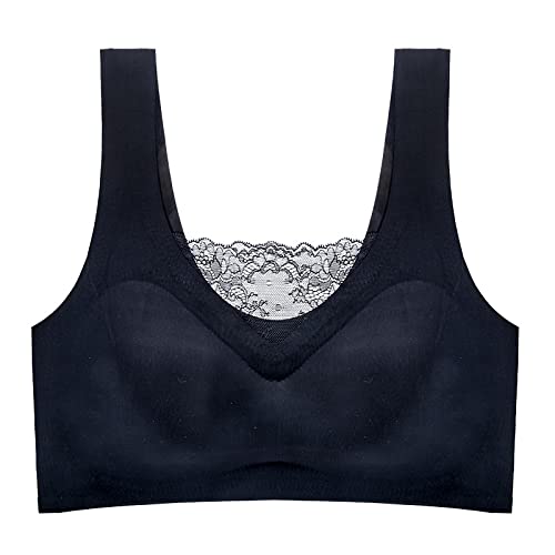 Necalisi BH Grosse grössen Schwarz Damen Spitze Blumen Bustier Crop Top BH ohne Bügel BH Tiefer Ausschnitt Corset Top Unterwäsche Pushup BH Damen 120C von Necalisi