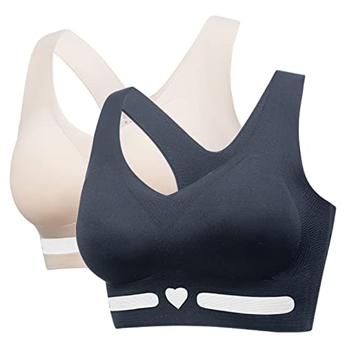 Necalisi BH Push up Hellgelb + Schwarz Damen Bustier BH Ohne Bügel Sport Bra Top Push up BH für Yoga Fitness BH Damen Push up 110D von Necalisi