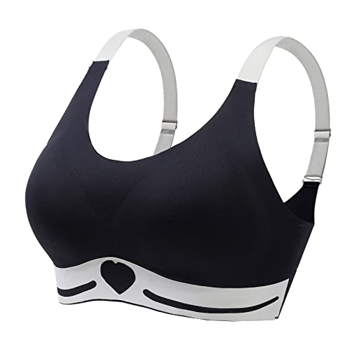 Necalisi BH Push up Schwarz Sport BH Bustier Damen Bralette Nathloser Sportbekleidung Baumwolle ohne Bügel atmungsaktiv Joggen Yoga Jumping Fitness Push up Bra 115C von Necalisi