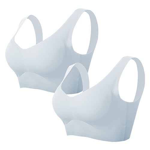 Necalisi BH Push up grau (2pcs) Damen Sport BH mit Polstern Stark Halt Ohne Bügel Yoga Bra für Workout Fitness Push up BH extrem 120B von Necalisi