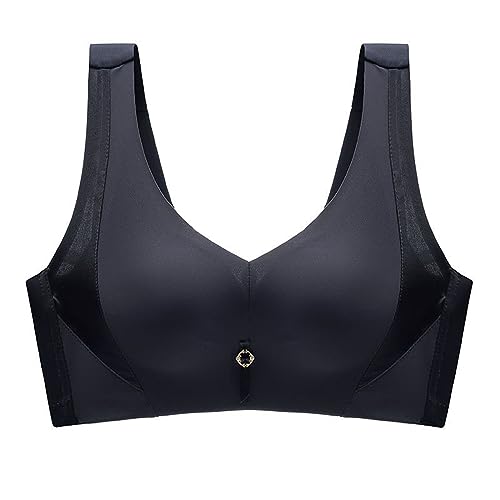 Necalisi BH Schwarz BH ohne Bügel BH Damen, Ultra Weicher Nahtloser Bustier Damen Push up BH ohne Buegel 80B von Necalisi