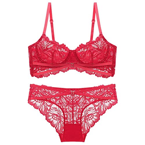 Necalisi BH Set Bügel-BH Spitze BH Weiche und ultraleichte Schalen - Unwahrnehmbar unter Kleidung rot 85D von Necalisi