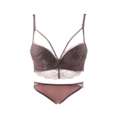 Necalisi BH Set Damen Dunkel violett Damen Spitzen BH Ohne Bügel Bralette Verstellbare Schultergurte Nicht Abnehmbarer Schulterriemen Unterwäsche Balconette BH Push up 80A von Necalisi