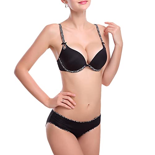 Necalisi BH Set Damen Schwarz Damen BH Bügel Bustier Nahtlose Bralette Gepolstert Zero Feel Brustier Frauen Unterwäsche Classic Bequemer Invisible BH Push up 80A von Necalisi