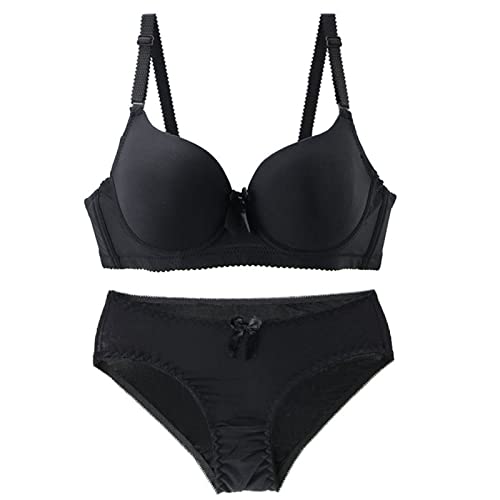 Necalisi BH Set Damen Schwarz Damen Push-Up BH mit Bügel T-Shirt BH Klassiche Nahtloser Leicht Gepolstert Verstellbarer Schultergurt Push up Bra 90B von Necalisi