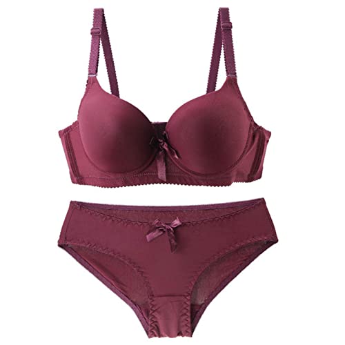 Necalisi BH Set Damen Violett Buegel BH Damen Komfort Push Up Stretch Bralette Sexy Deep V Bustier T-Shirt Bra Push up Bra 90B von Necalisi