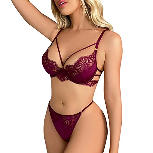 Necalisi BH Set Lila Buegel Bralette Damen Spitze Bustier Gepolstert Schulterriemen Unterwäsche BH Grosse grössen 85B von Necalisi