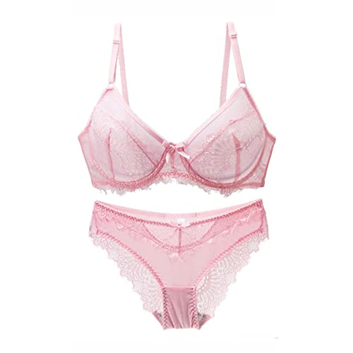 Necalisi BH Set Rosa Damen BH aus floraler Spitze Bügel Ungepolstert Soft Cup Vollschalen BH Balconette BH Push up 85B von Necalisi