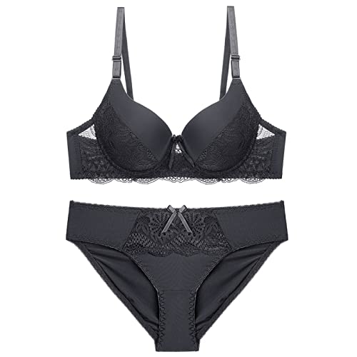 Necalisi BH Set Schwarz Damen Übergröße Perfekt Push Up hinzufügen Bügel-BHS Damen Soft Bra Pushup BH Damen 90B von Necalisi