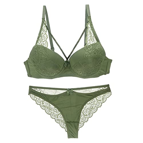 Necalisi BH Set grün Damen BHS Elegant Vollschalen Bügel BH Spitzen Push up BH Bustier Damen Soft Bra Verstellbaren Träger 85B von Necalisi