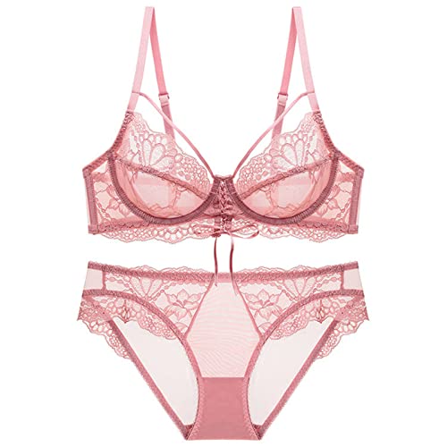 Necalisi BH Set mit Slip Rosa Damen Push Up BH mit Bügel Body Make-up T-Shirt BH Alltag Basic Komfort Leicht gepolsterter BH BH Grosse grössen 85C von Necalisi